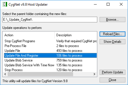 CygNet Host Updater sample dialog box